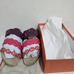 Hermes Gwen Espadrille Multicolor Sandals, (Size 38) With Box